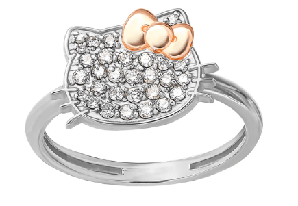 Hello Kitty 14K White Gold Diamond Ring