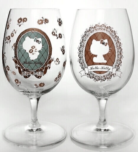 SANRIO Hello Kitty Flower Frame Pair Wine Glass