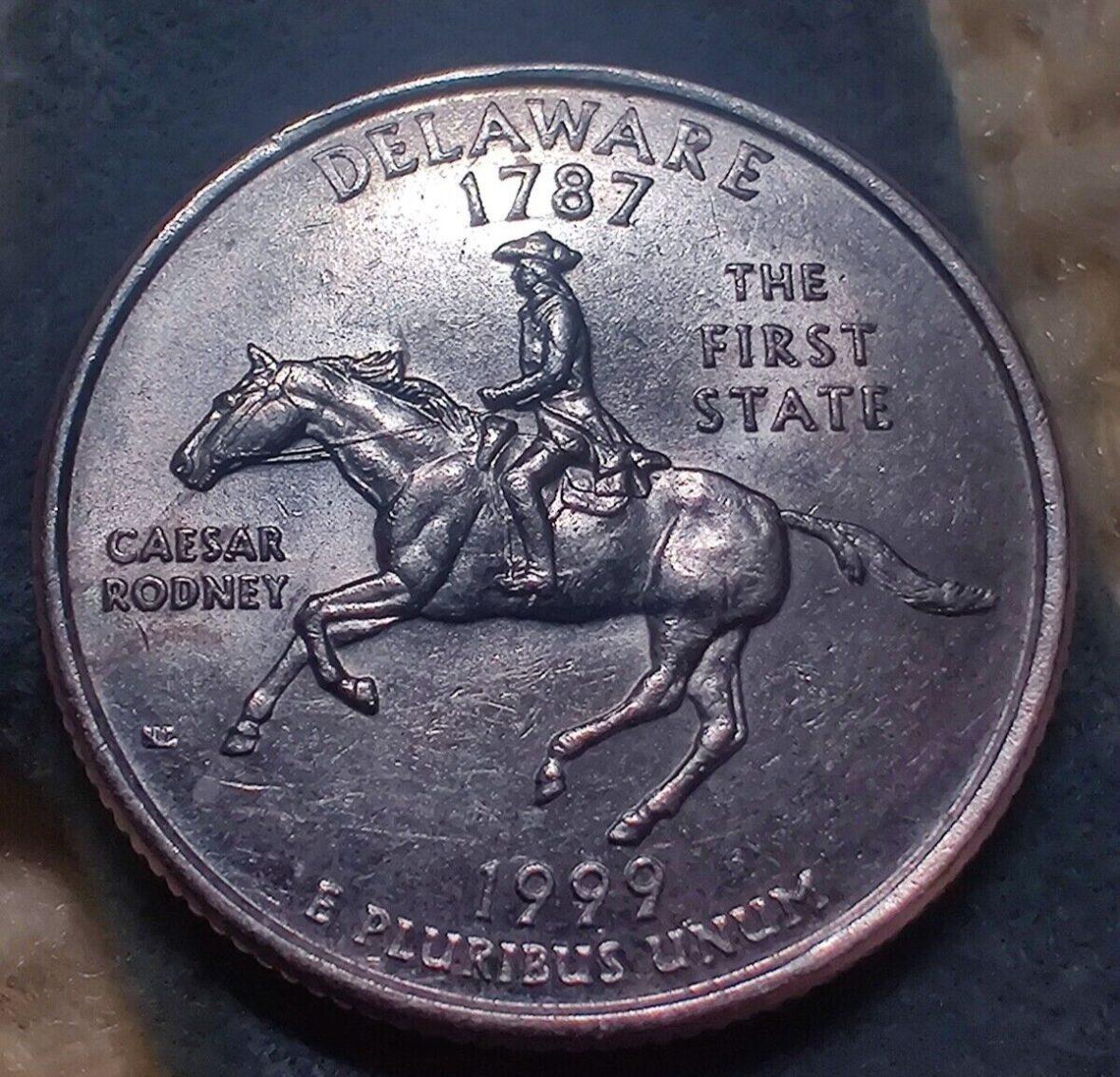 1999 P Delaware Spitting Horse Error Quarter