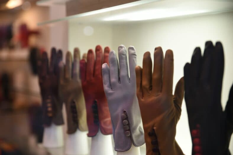 various colored gloves