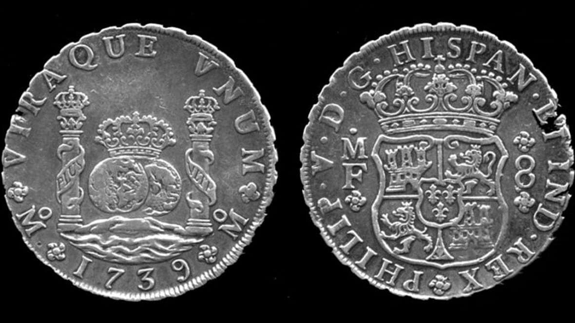 Philip V Coin silver, 8 Reales Mexico, Credit Coinman62 , Wiki Media (Public Domain)