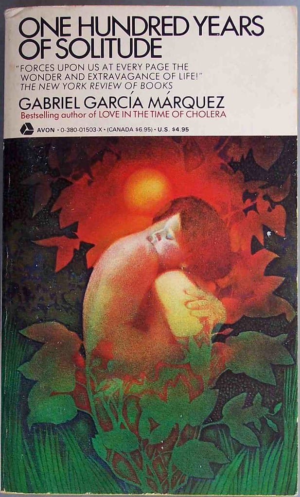 A copy of One Hundred Years of Solitude by Gabriel García Márquez, one of the most popular novels of all time. 