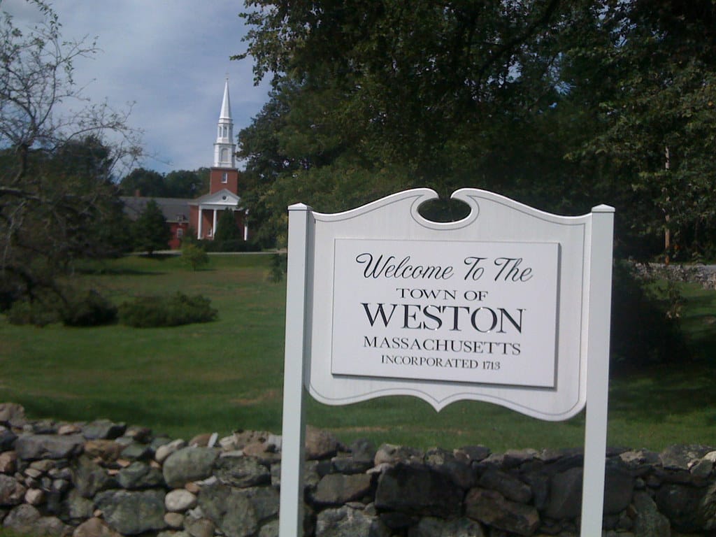 Weston, one of the richest towns in MA. 