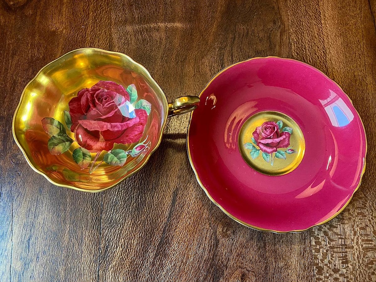 Paragon Floating Rose Cup and Saucer, eBay