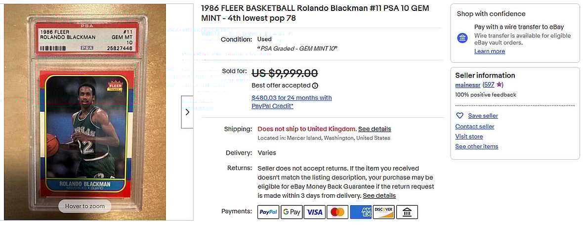 FLEER Rolando Blackman #11 PSA 10 GEM MINT
