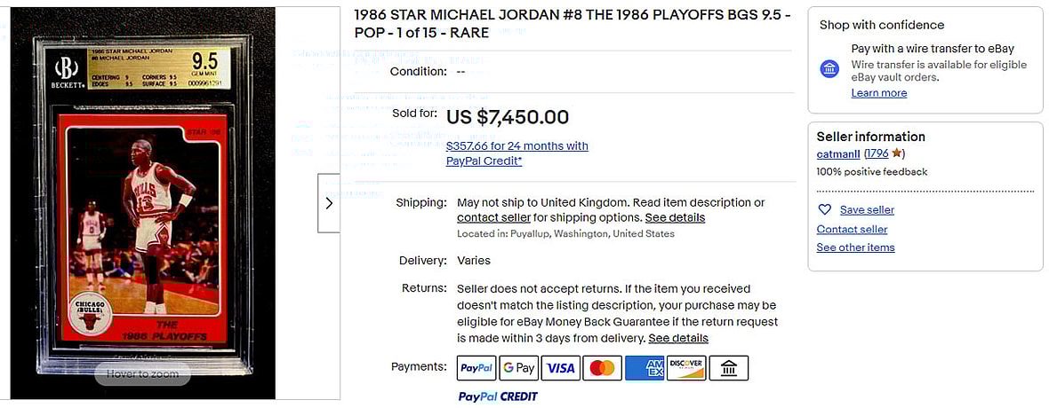 1986 STAR Michael Jordan #8 The 1986 Playoffs BGS 9.5