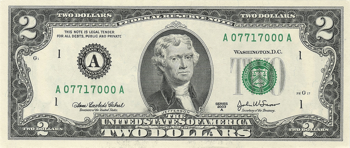 How to store two dollar bills