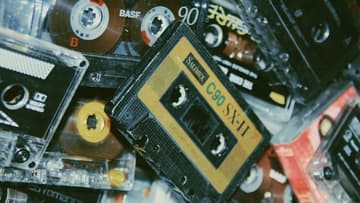 pile of cassette tapes / rare 8-track tapes