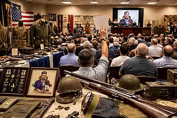 Artists impression of a militaria auction