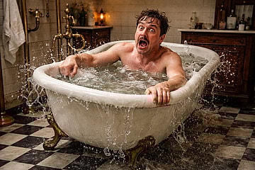 Rocking bath tub invention (artist impression).