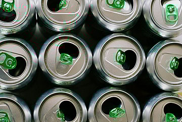 open green tab soda cans / vintage soda cans
