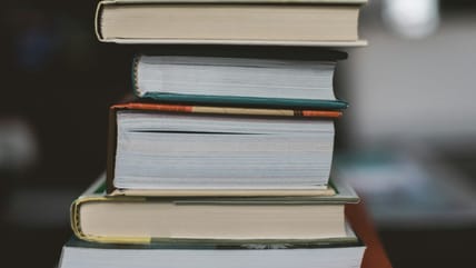 out-of-print horror novels / books stacked up