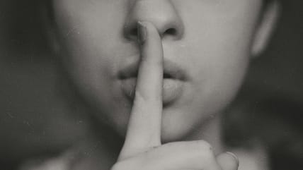 person shhing / secret societies