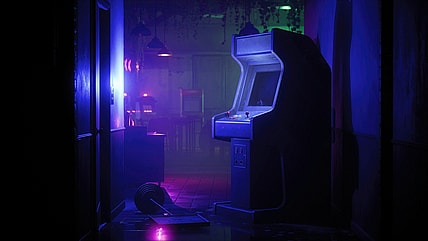 purple retro video game / horror video games