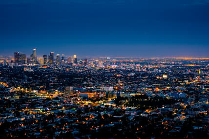 An image of a city lit up at night.