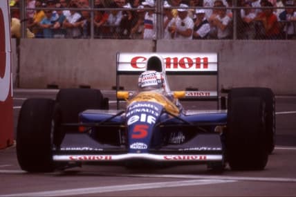 Nigel Mansell at the 1991 Formula One US Grand Prix at Phoenix, Arizona.