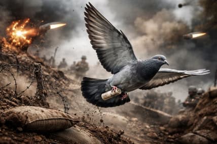 Artist impression of a carrier pigeon in World War 1.