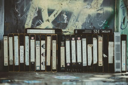 line of vhs tapes / horror vhs tapes