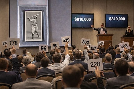 Artist impression of auction for old baseball card