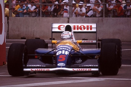 Nigel Mansell at the 1991 Formula One US Grand Prix at Phoenix, Arizona.