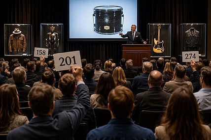 Artist impression of a pop culture auction.