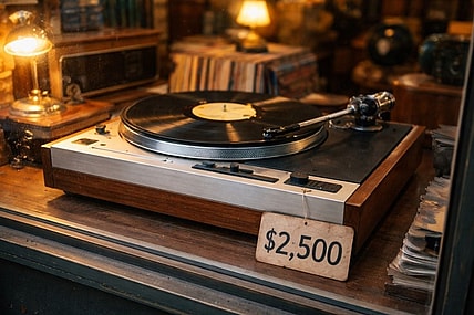 Thorens TD-125 MKII in vintage shop display. Artist impression.