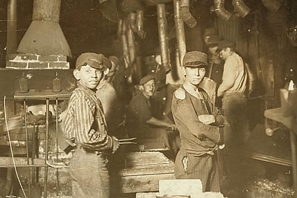 Children working in a factory.