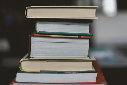 out-of-print horror novels / books stacked up