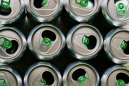 open green tab soda cans / vintage soda cans