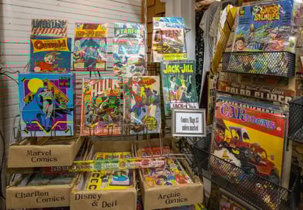 comic books on shelves