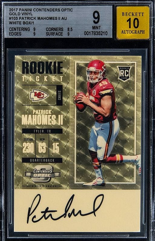 patrick mahomes 2017 optic contenders card