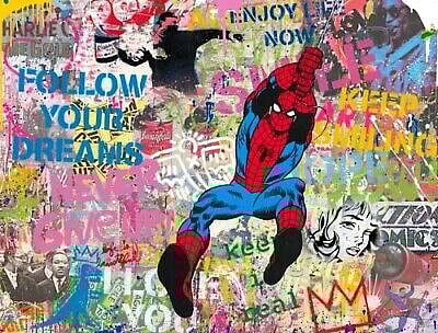 most valuable spider man memorabilia- mr. brainwash painting