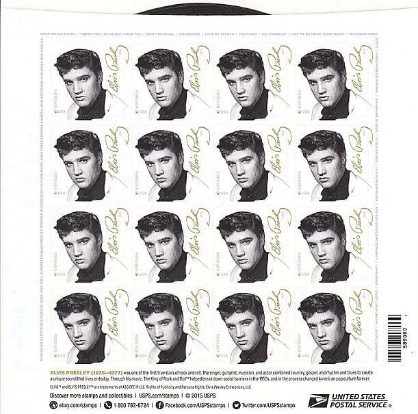 Elvis stamps worth a lot: 2015 Elvis Presley Forever stamp