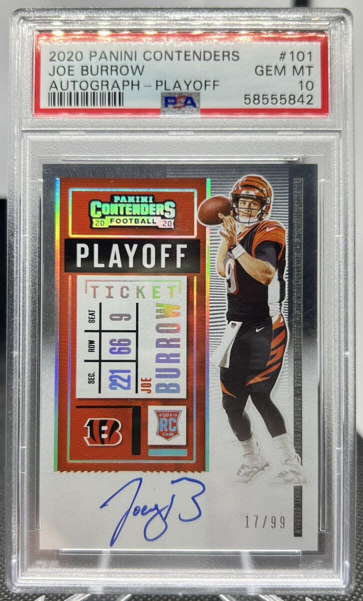 contenders playoff autographed; joe burrow rookie card