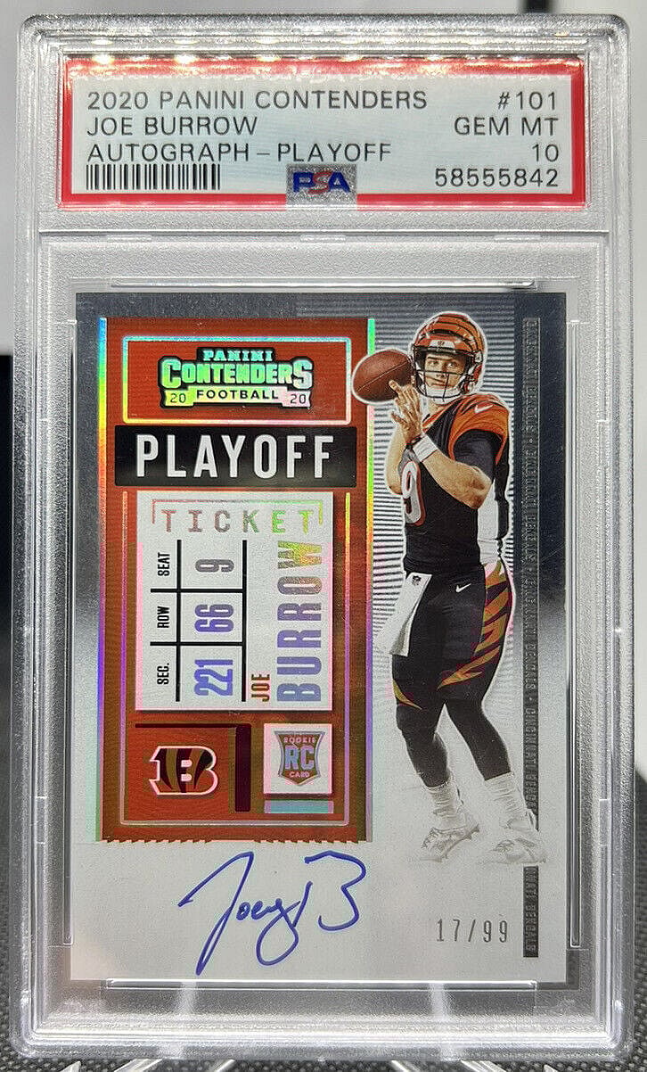 contenders playoff autographed; joe burrow rookie card