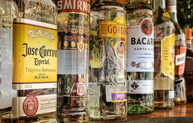alcohol bottles lined up / prohibition-era inventions