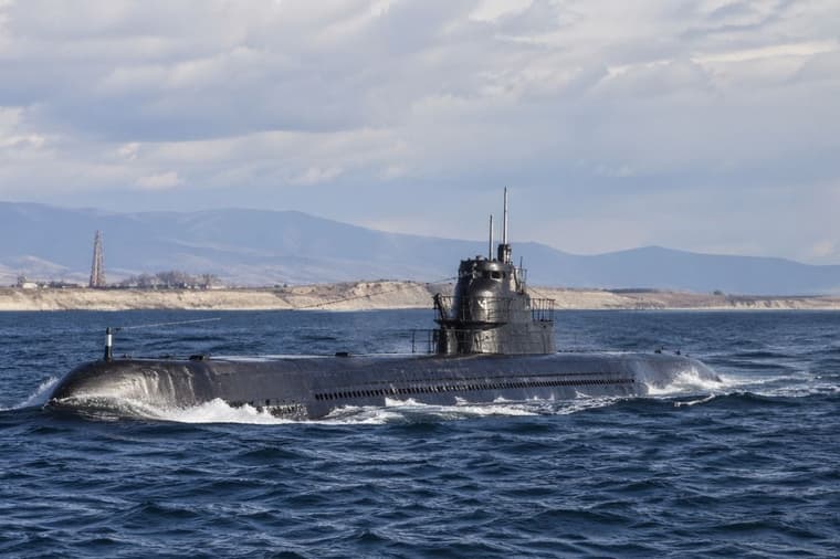 Artist impression: submarine surfacing near mainland