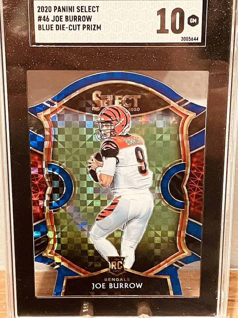 select die-cut blue prizm; joe burrow rookie card