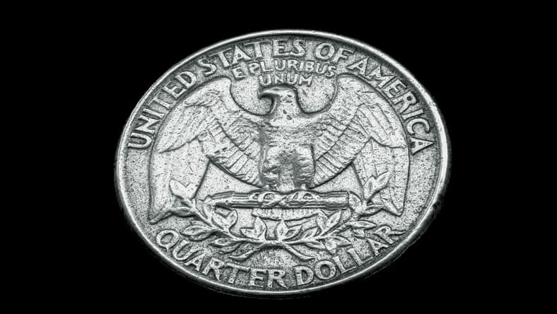 quarter on black background / rarest state quarters