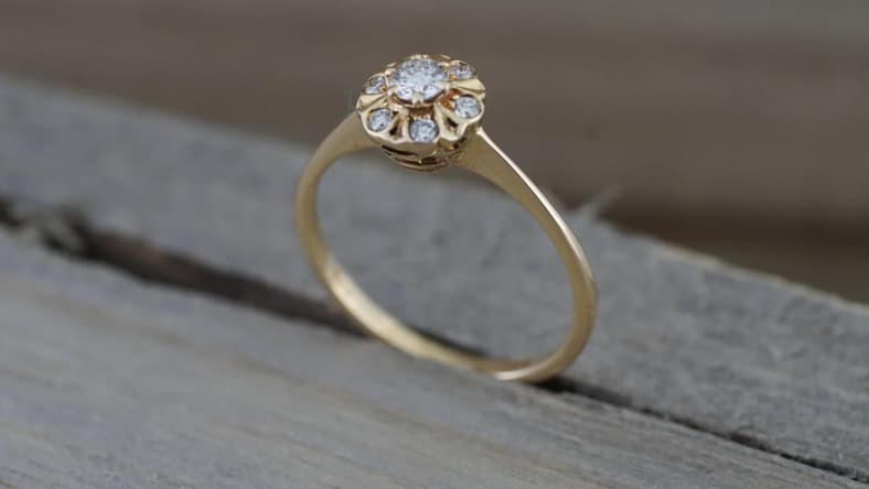 art deco wedding bands / engagement ring