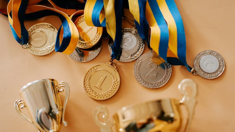 medals and trophies / Greg Louganis