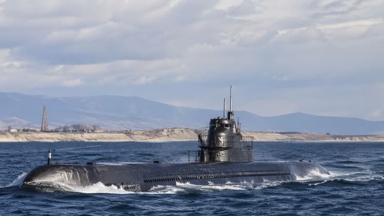 Artist impression: submarine surfacing near mainland