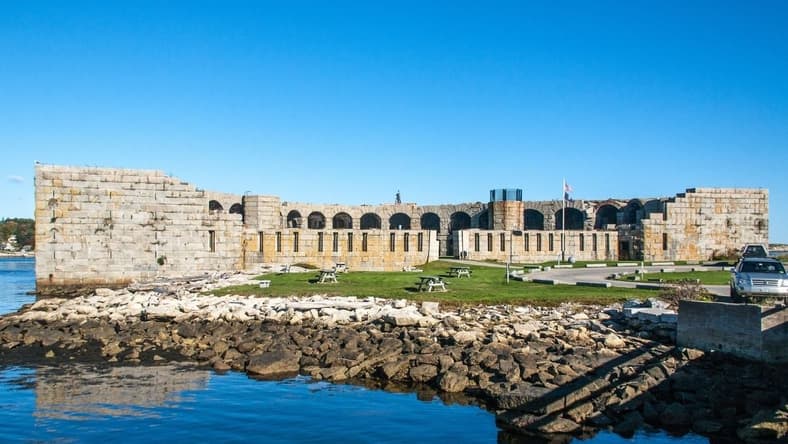 Fort Popham is a coastal defense land battery at the mouth of the Kennebec River in Phippsburg, Maine.
