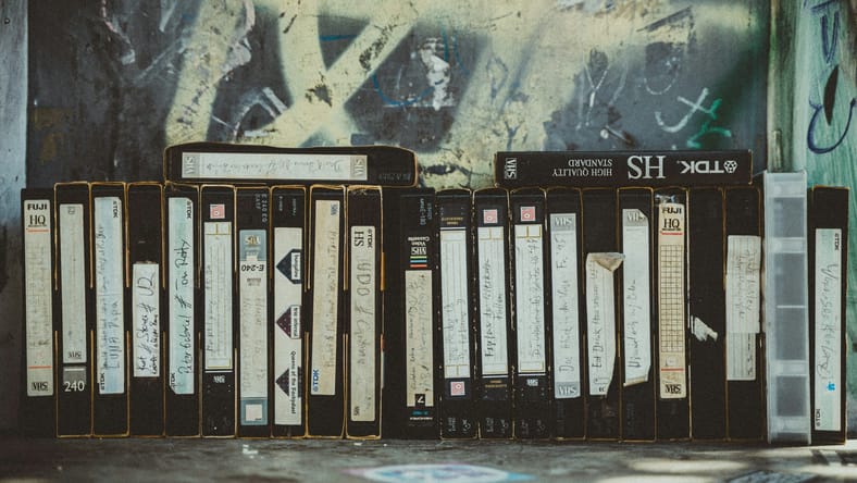 line of vhs tapes / horror vhs tapes