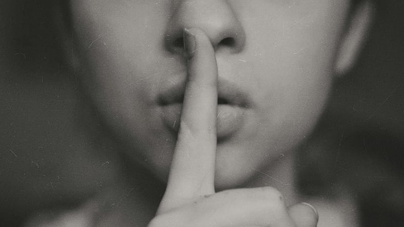 person shhing / secret societies