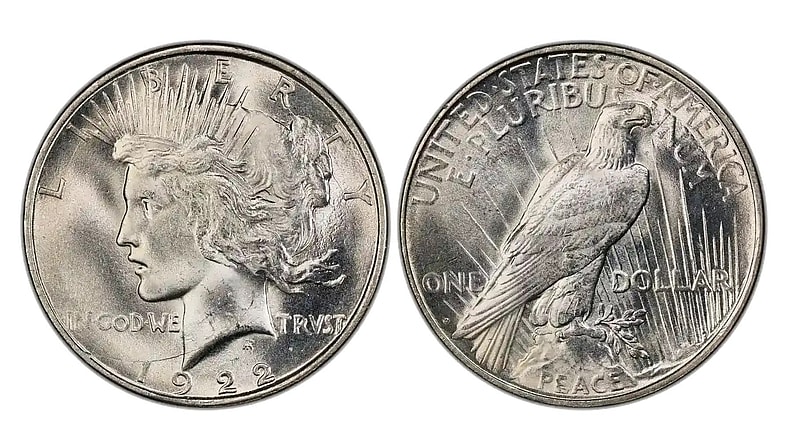 1922 peace silver dollar