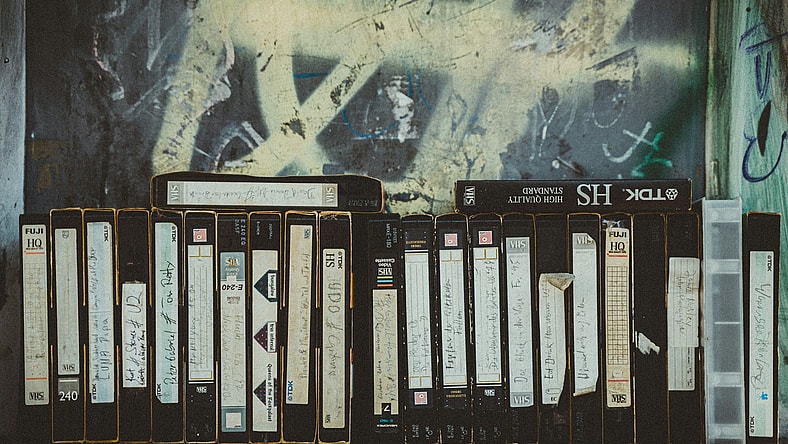 line of vhs tapes / horror vhs tapes