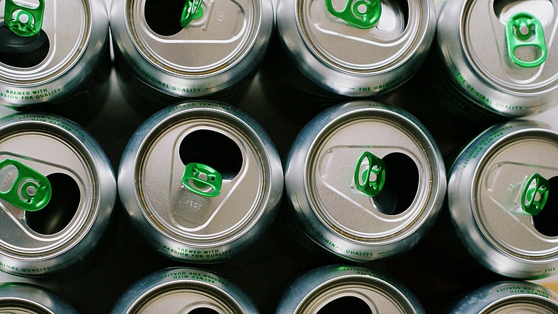 open green tab soda cans / vintage soda cans