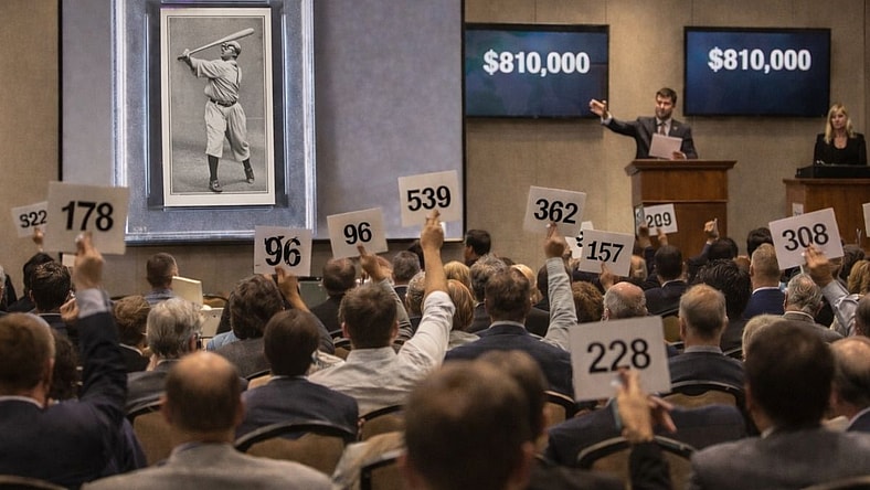 Artist impression of auction for old baseball card