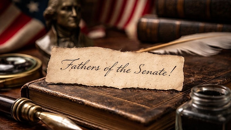 Fathers of the Senate quote on desk environment.